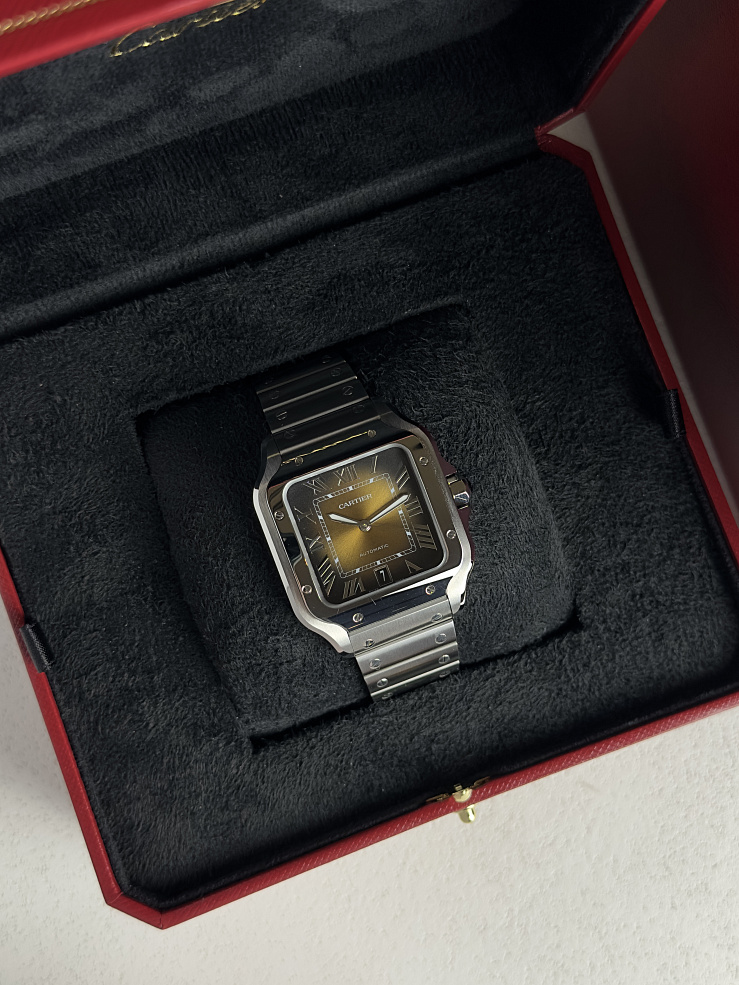 Santos De Cartier Large Brown Dial Steel