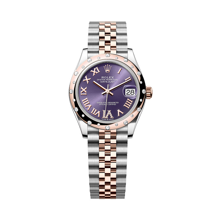 Datejust 31mm Steel & Everose Gold Purple VI Diamond Dial Domed Diamond Bezel Jubilee