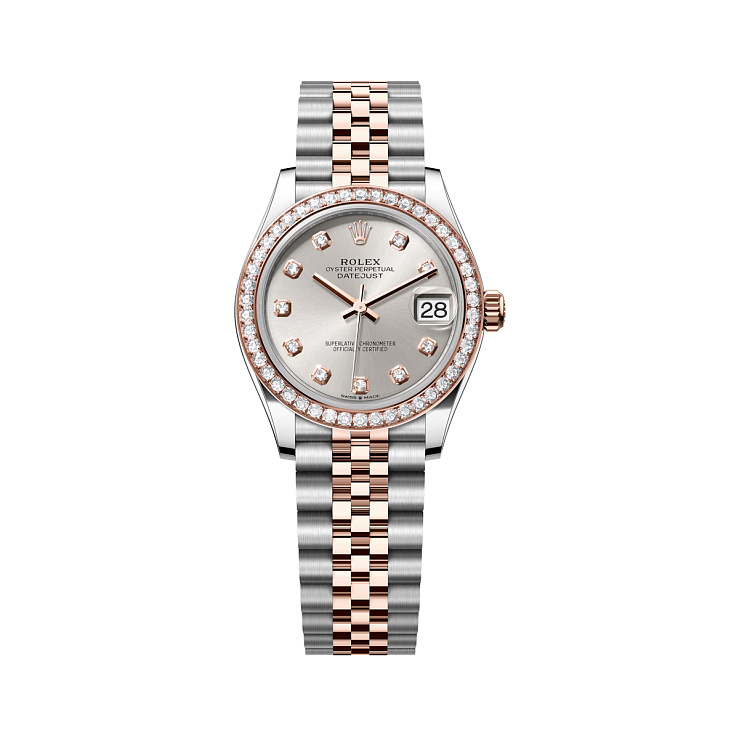 Datejust 31mm Steel & Rose Gold Diamond bezel Silver Diamond Dial Jubilee
