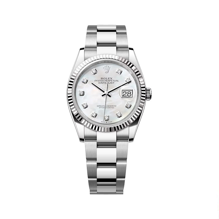 Datejust 36mm Steel & White Gold Mother of Pearl Dial Diamonds Oyster Bracelet