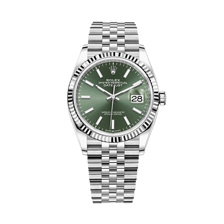 Datejust 36mm Steel & White Gold Mint Green Dial