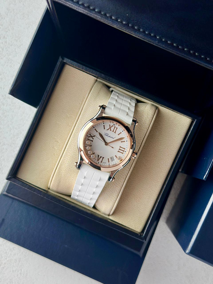 Happy Sport 36mm Steel & Rose Gold 5 diamonds