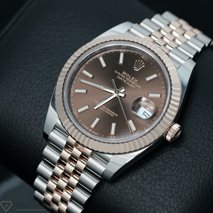 Datejust 41mm Steel Rose Gold Chocolate Dial