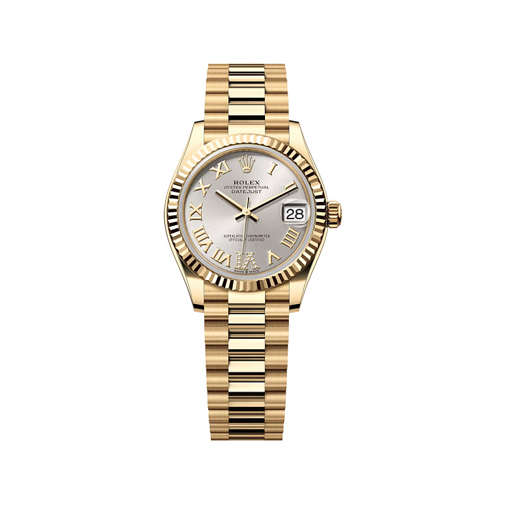 Datejust 31mm Yellow Gold Silver Roman Vi Diamond dial