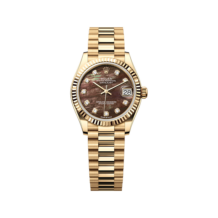 Datejust 31mm Lady President 18K Yellow Gold black mother-of-pearl diamond-set dial