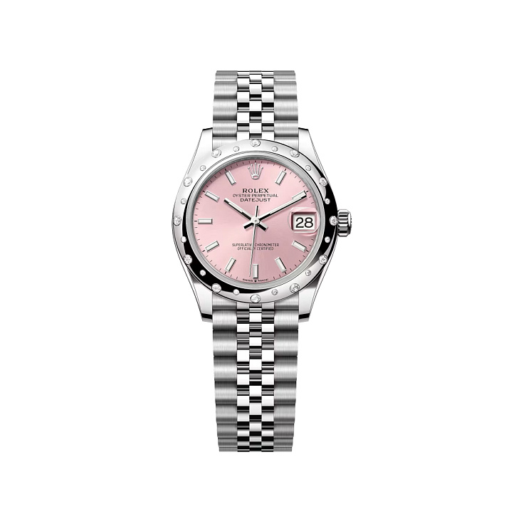 Datejust 31mm Steel & White gold Pink Dial Diamond bezel Jubilee Bracelet