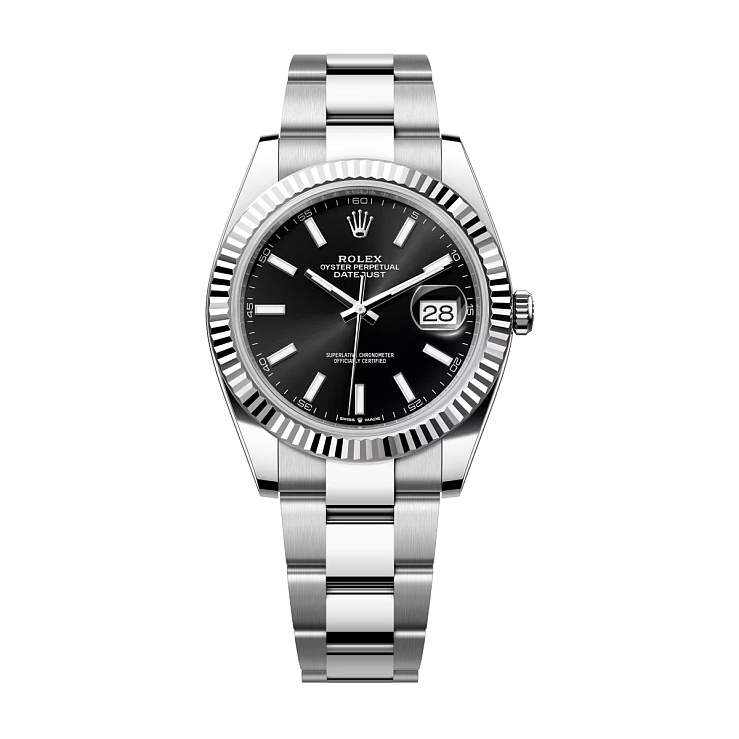 Datejust 41mm Steel & White Gold Black Dial Oyster Bracelet