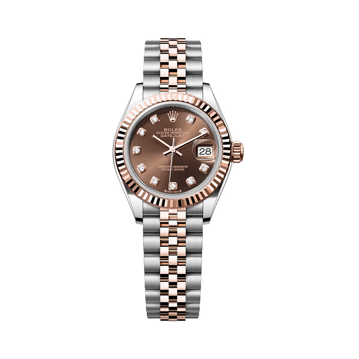 Lady-Datejust 28mm Steel & Rose Gold Chocolate Diamonds Dial Jubilee Bracelet