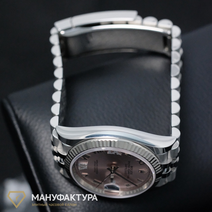 Datejust 36mm Steel & White Gold Pink Dial Diamonds Pave