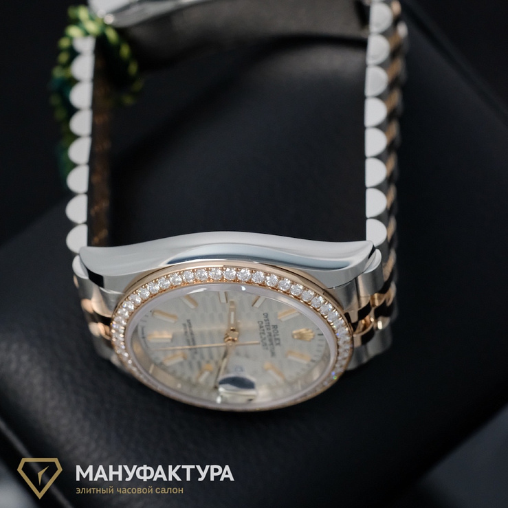 Datejust 36 Rose Gold/Steel Silver Fluted Motif Dial Diamond Bezel Jubilee Bracelet