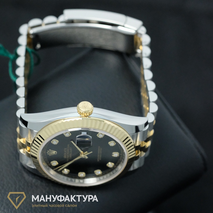 Oyster Perpetual Datejust II Steel And Yellow Gold Black Dial With Diamonds