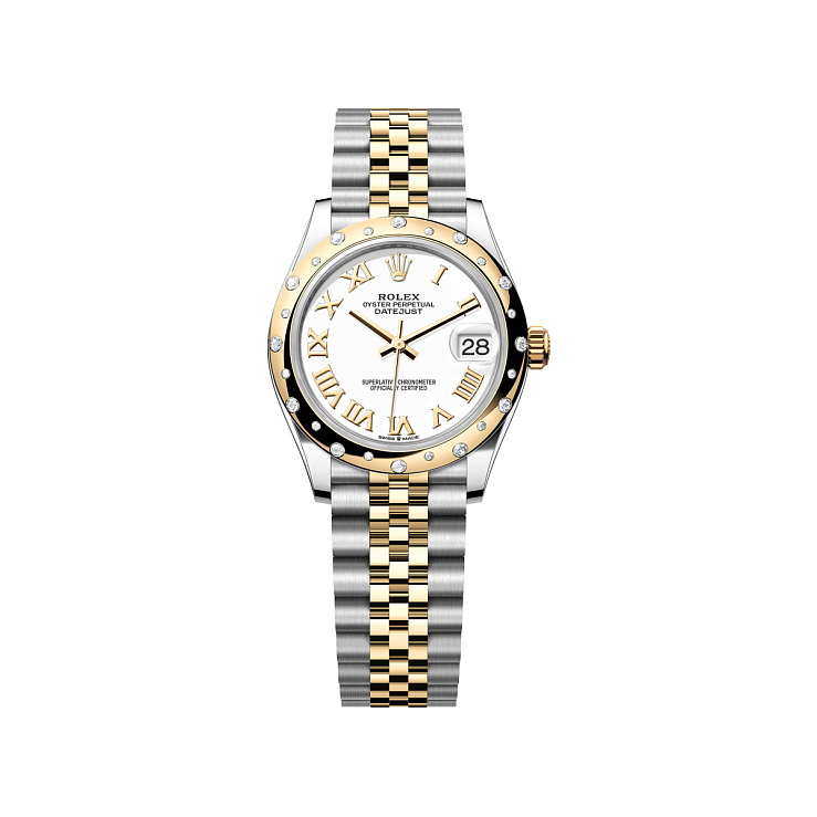 Datejust 31mm Steel & Yellow Gold White Roman Domed Diamond Bezel Jubilee