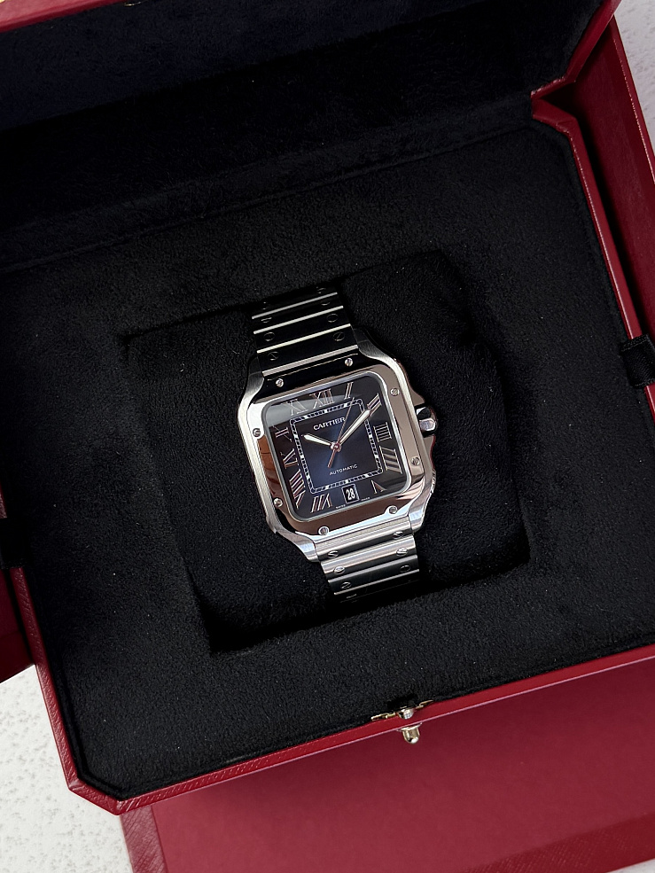 Santos Large Steel Blue Dial