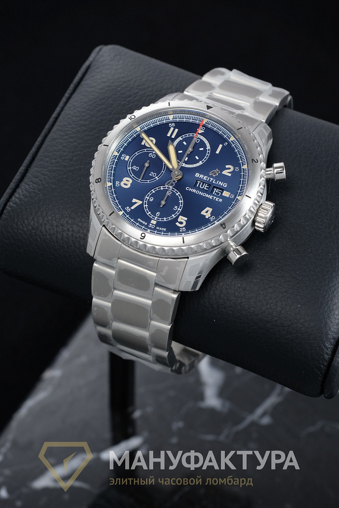 Aviator 8 Chronograph 43 Stainless Steel Blue