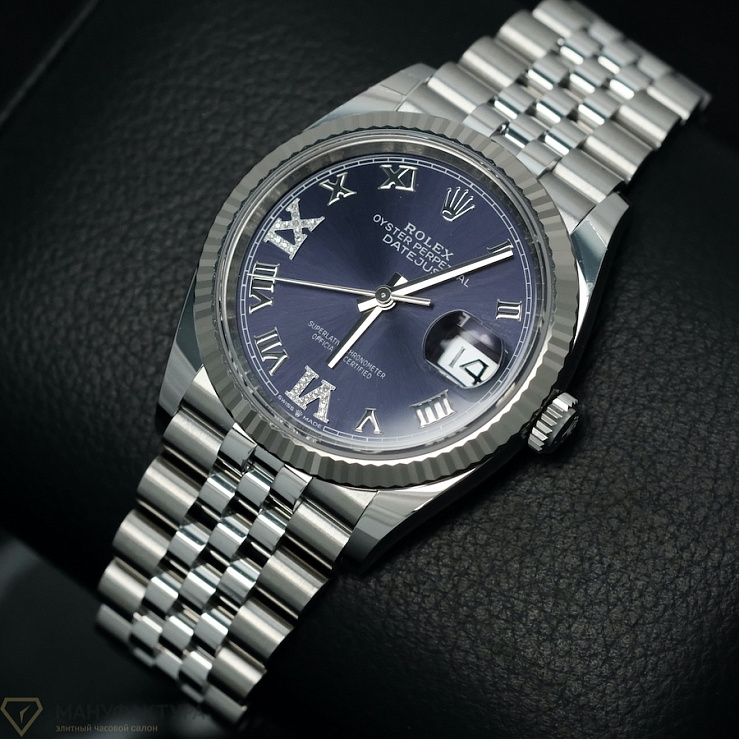 Datejust 36mm Steel & White Gold Purple Dial