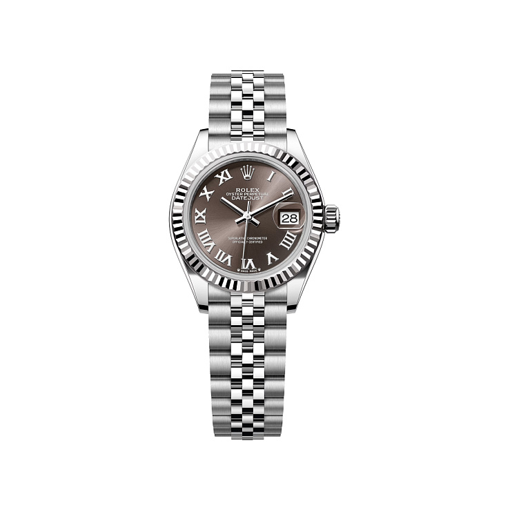 Lady-Datejust 28mm Steel & White Gold Dark Grey Roman Dial Jubilee Bracelet