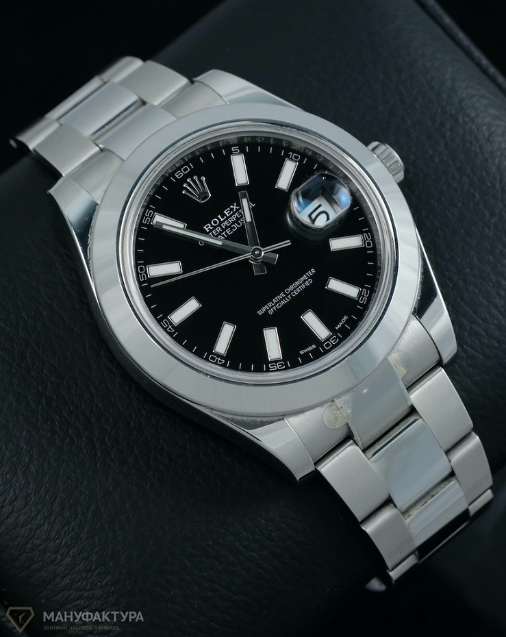 Datejust II Black Dial Sticks Index