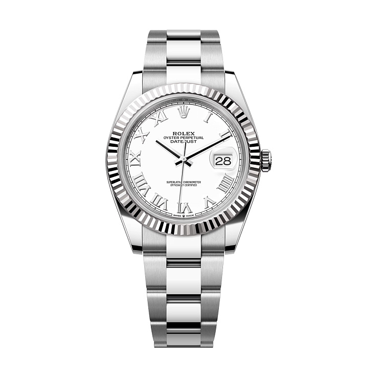 Datejust 41mm Steel & White gold White Roman dial Oyster bracelet