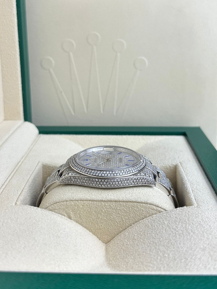 Datejust 41mm Custon Iced Full Pave Blue Index Dial