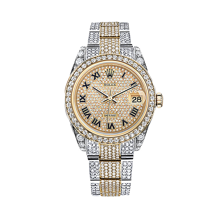 Datejust 41mm Steel & Yellow Gold Full Pave Custom Diamonds