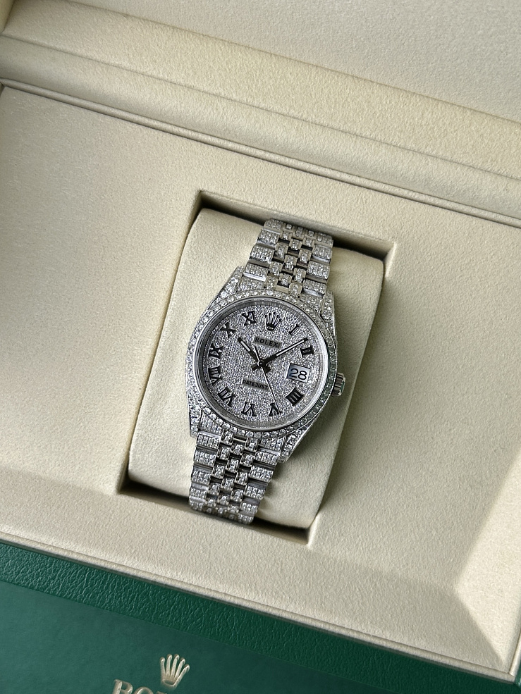 Datejust 36 mm Steel Iced CUSTOM DIAMONDS Jubilee Bracelet