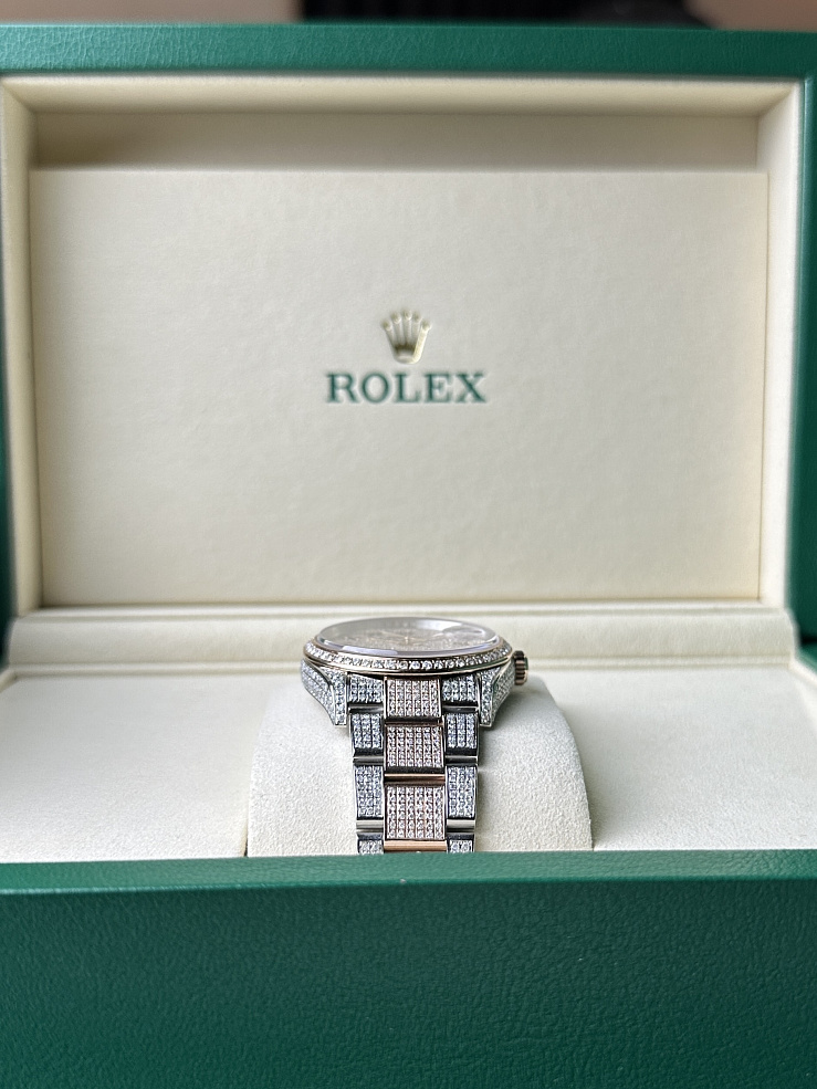 Datejust 36mm Steel & Rose Gold Full Pave Custom Diamonds