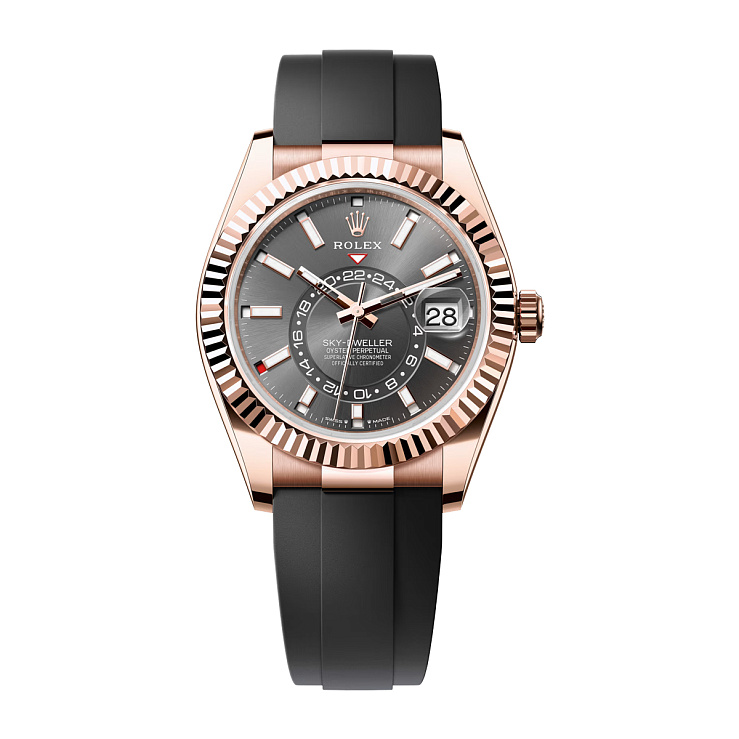 Sky-Dweller Everose Gold Oysterflex Bracelet Slate Gray Dial