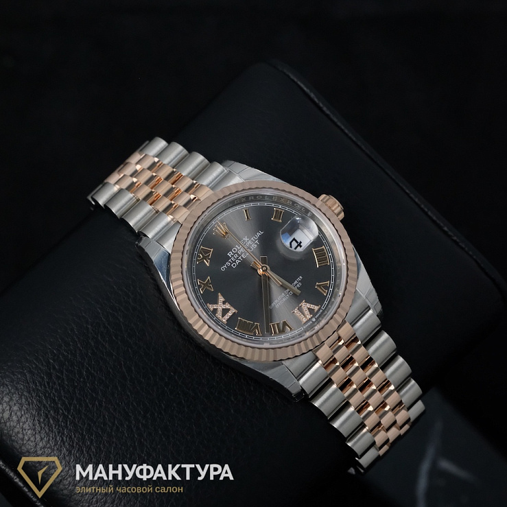 Datejust 36mm Steel and Everose Gold Slate and 6, 9 Diamonds