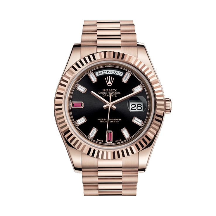Day Date 41mm Black Diamond Ruby Dial