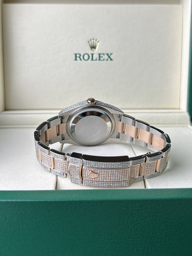 Datejust 36mm Steel & Rose Gold Full Pave Custom Diamonds
