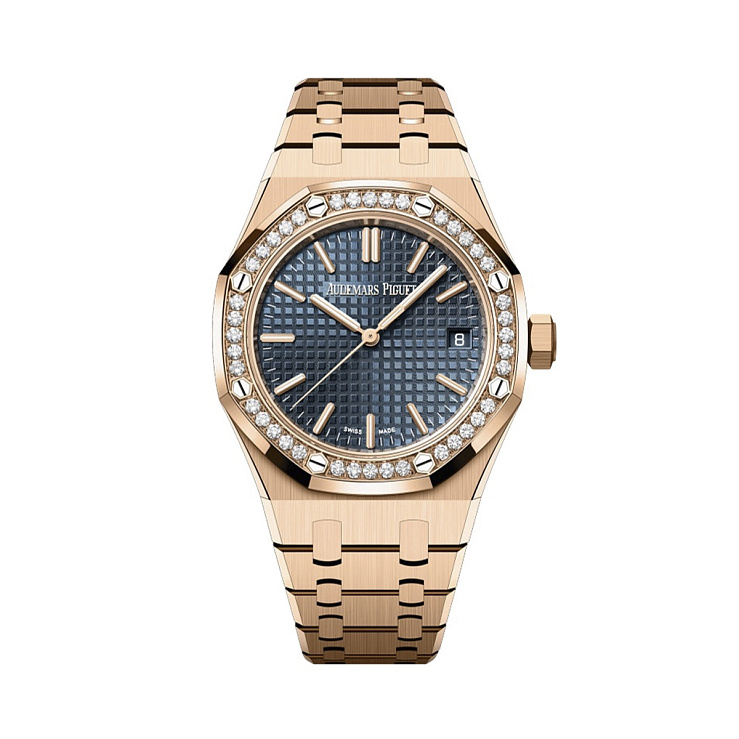 Royal Oak 37mm Blue Dial Rose Gold Diamond bezel