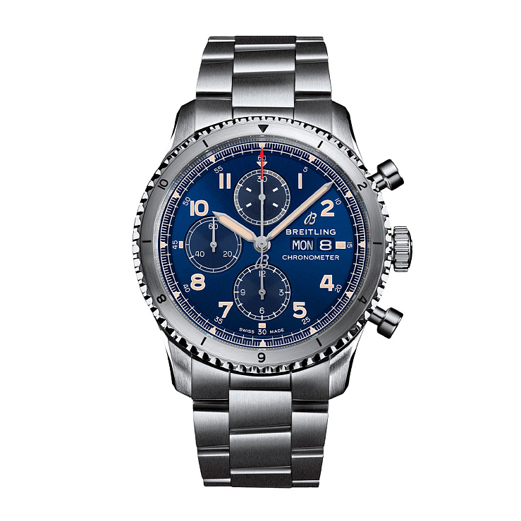 Aviator 8 Chronograph 43 Stainless Steel Blue