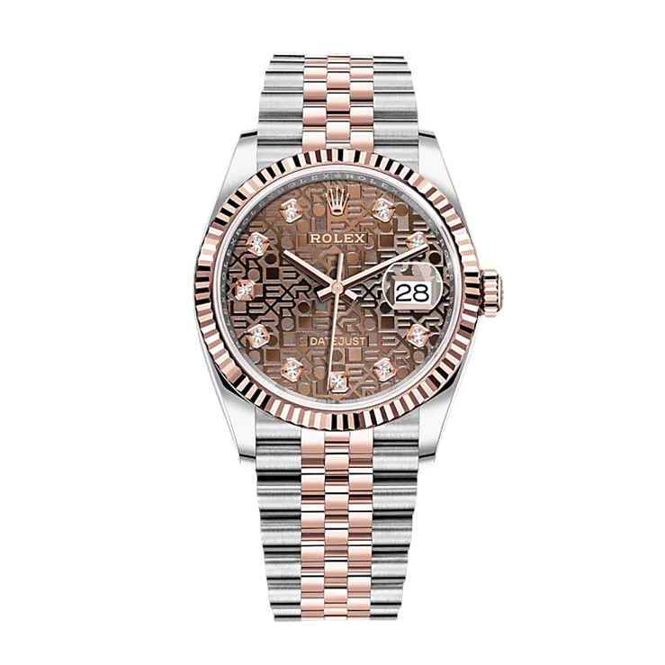 Oyster Perpetual Datejust 36 mm Rolesor Oystersteel and Everose Gold Rare Jubilee Dial