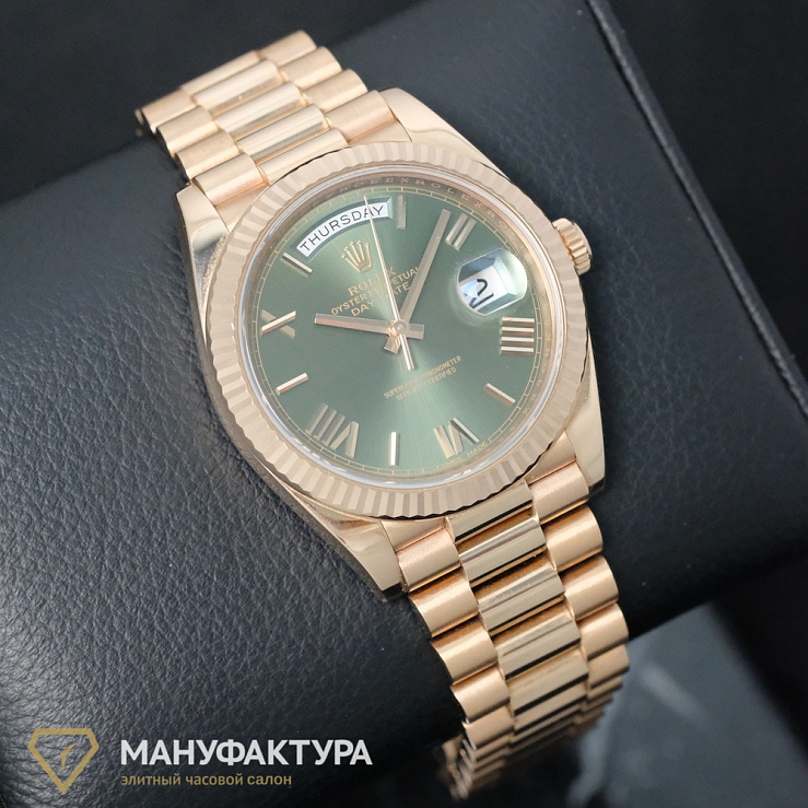 Day-Date 40 mm Rose Gold Olive Dial