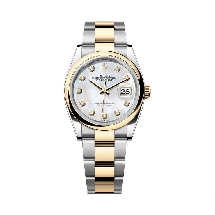 Datejust 36mm white mother-of-pearl diamond-set dial Oyster bracelet