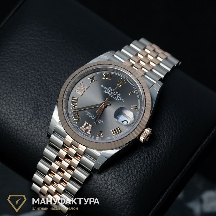 Datejust 36mm Steel and Everose Gold Slate and 6, 9 Diamonds