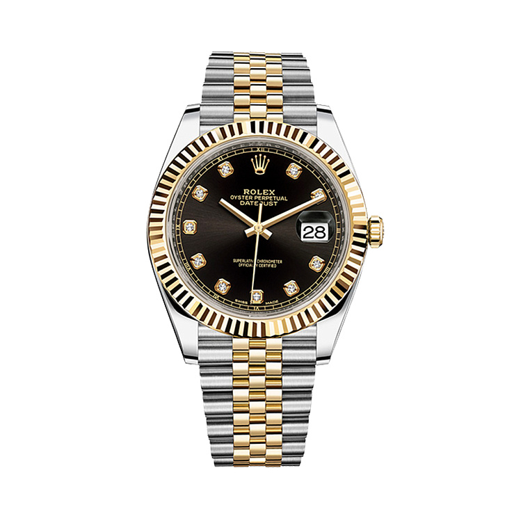 Oyster Perpetual Datejust II Steel And Yellow Gold Black Dial With Diamonds