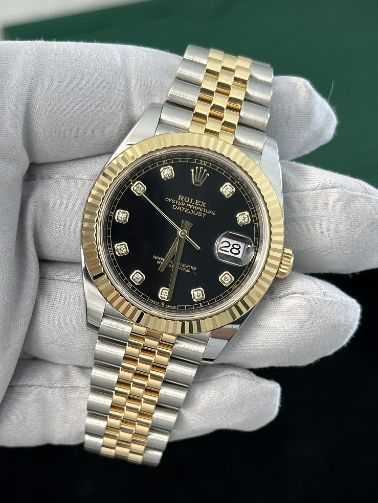 Oyster Perpetual Datejust II Steel And Yellow Gold Black Dial Diamond