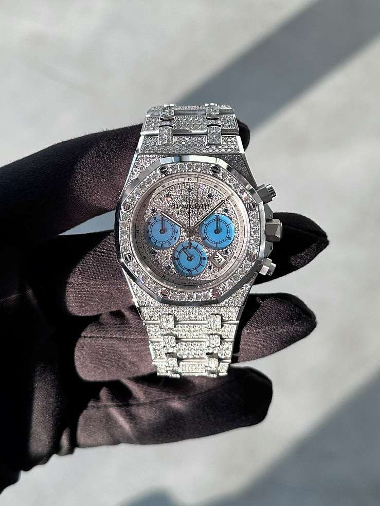 Royal Oak Chronograph White Gold Pave Diamonds 39mm