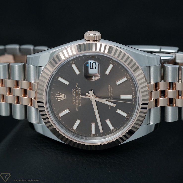 Datejust 41mm Steel Rose Gold Chocolate Dial