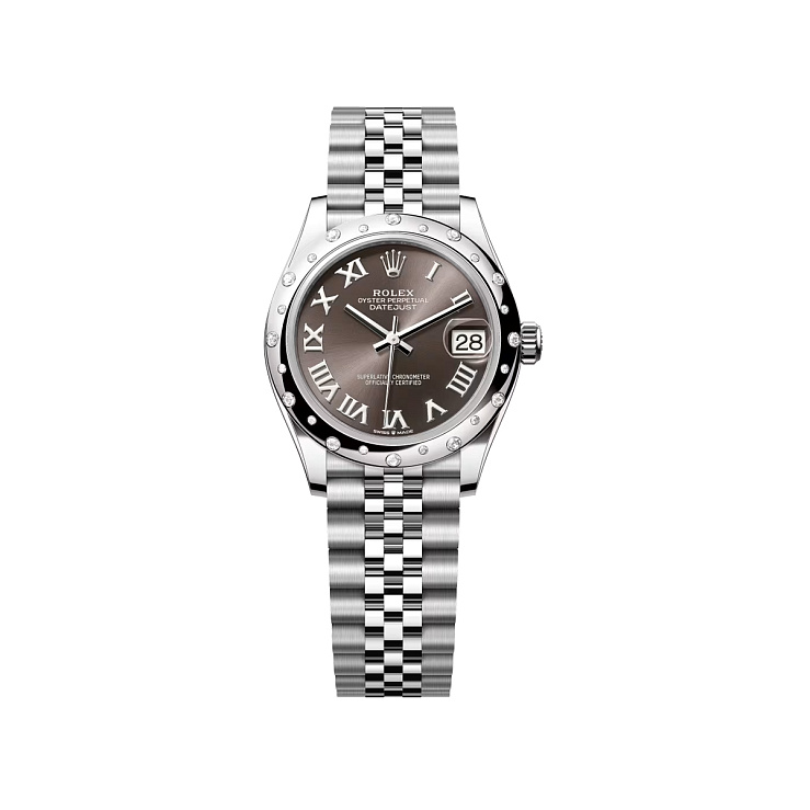 Datejust 31mm Steel & White gold Dark Grey Roman Dial Diamond bezel Jubilee