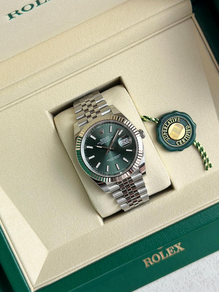 Datejust 41mm Steel & White Gold Mint Green Dial Jubilee bracelet