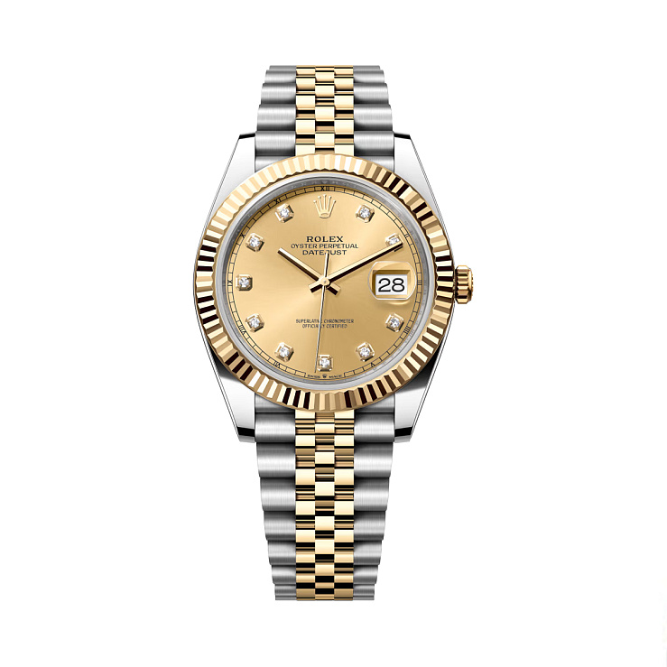 Datejust 41mm Steel & Yellow Gold Champagne Diamond Dial Jubilee Bracelet
