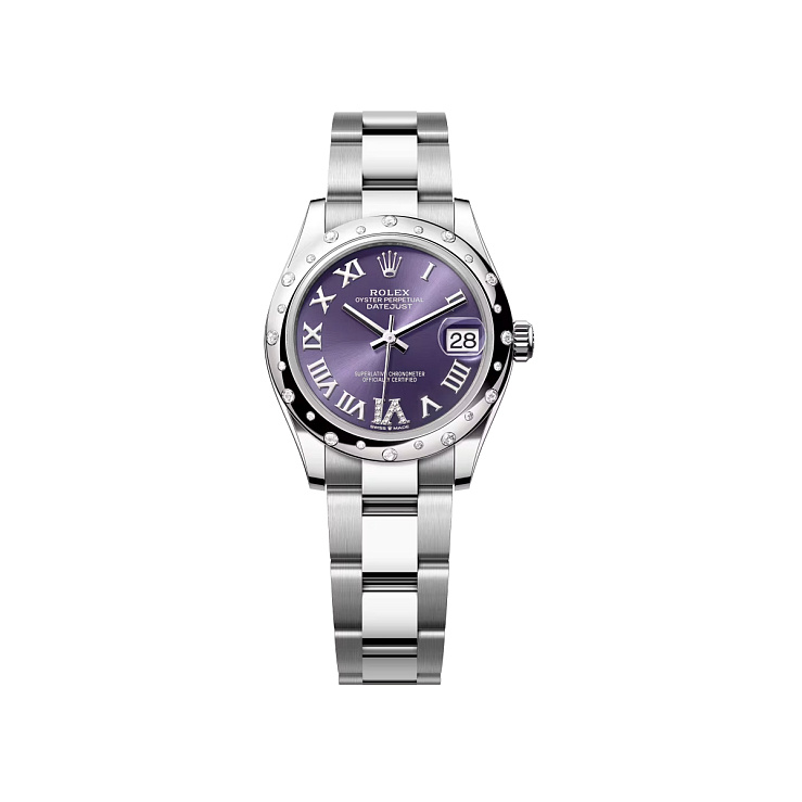 Datejust 31mm Steel & White gold Purple VI Diamond Dial Diamond bezel Oyster Bracelet