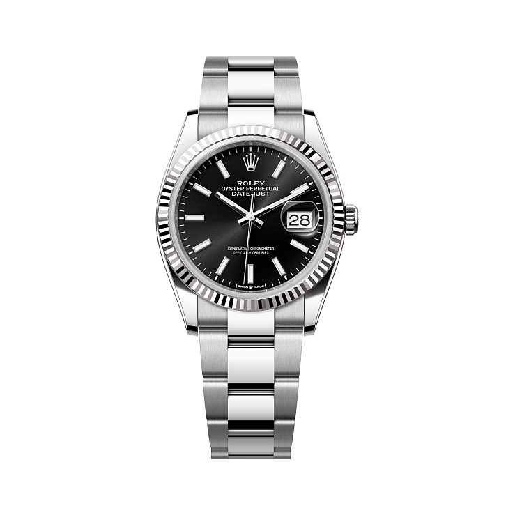 Datejust 36mm Steel & White Gold Black Dial Oyster bracelet