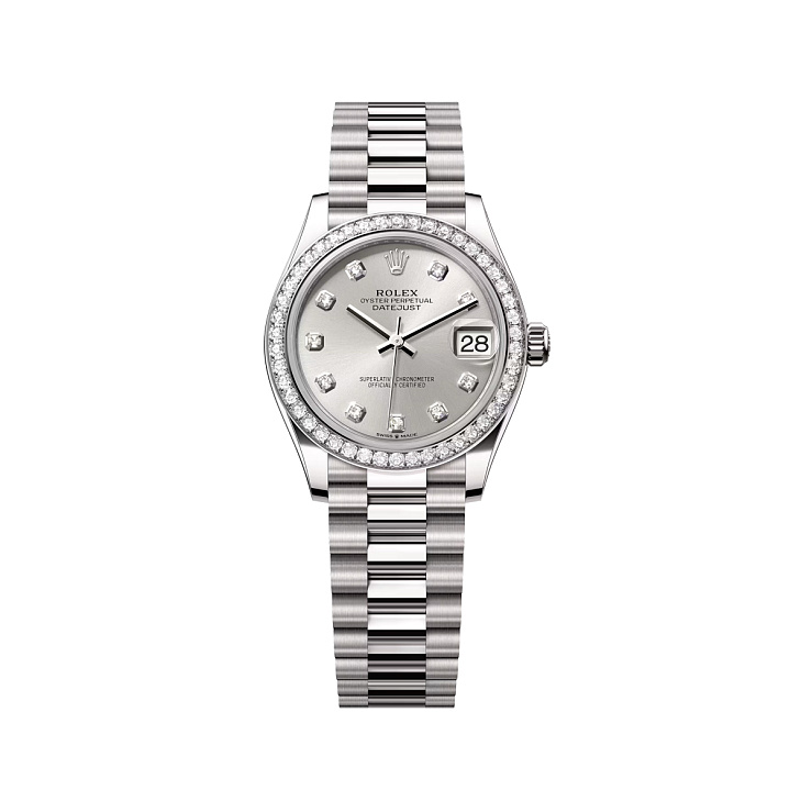Datejust 31 White Gold Silver Diamond dial Diamond bezel