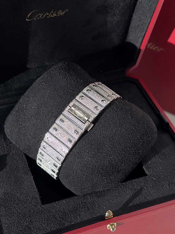 Santos Custom Diamond Set Blue Dial