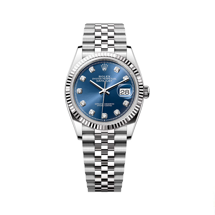 Datejust 36mm Steel & White Gold Blue Diamonds Dial Jubilee Bracelet