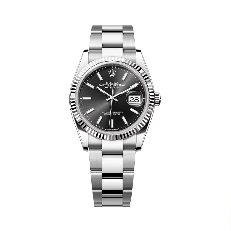 Datejust 36mm Steel & White Gold Black Dial Oyster bracelet