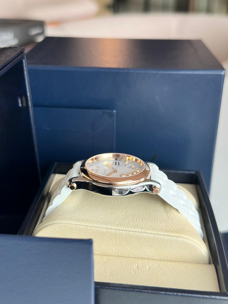 Happy Sport 36mm Steel & Rose Gold 5 diamonds